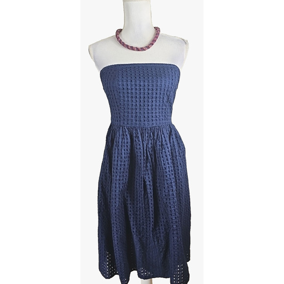 Old Navy ~Woman Size 8~ Navy Blue Strapless Mini Dress Cotton NWT. - Picture 5 of 12